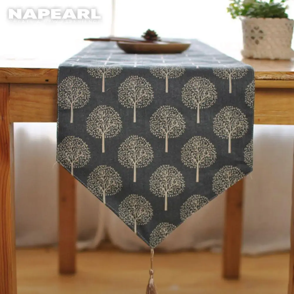 NAPEARL 1 шт. Φ 30x180 см с рисунком синего и белого дерева льняная скатерть столовое
