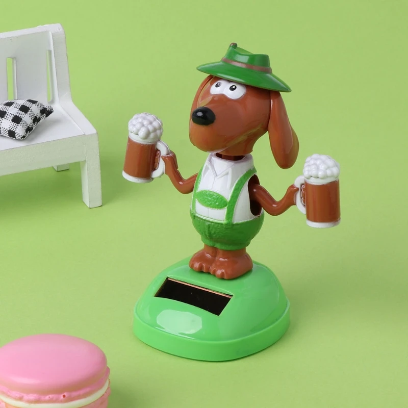 

Solar Powered Dancing Bobble Head Beer Dog Educational Toy Car Ornament Toy Kids C5AA