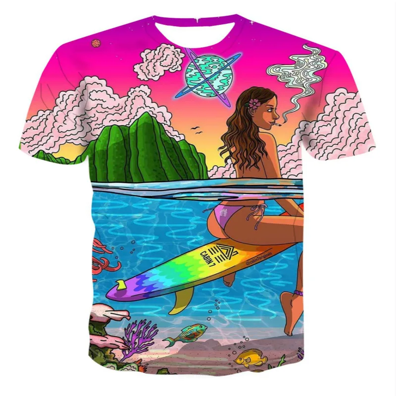 Новинка 2020 футболка с простым 3D принтом персонажа Модный Красочный