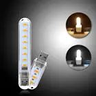 Светодиодный ночник, 12 шт., портативный, 3 светодиодный s 8 светодиодный s 5 в USB, настольная лампа для чтения, гибкий удлинитель, адаптер, книжный светильник, теплая белая лампа