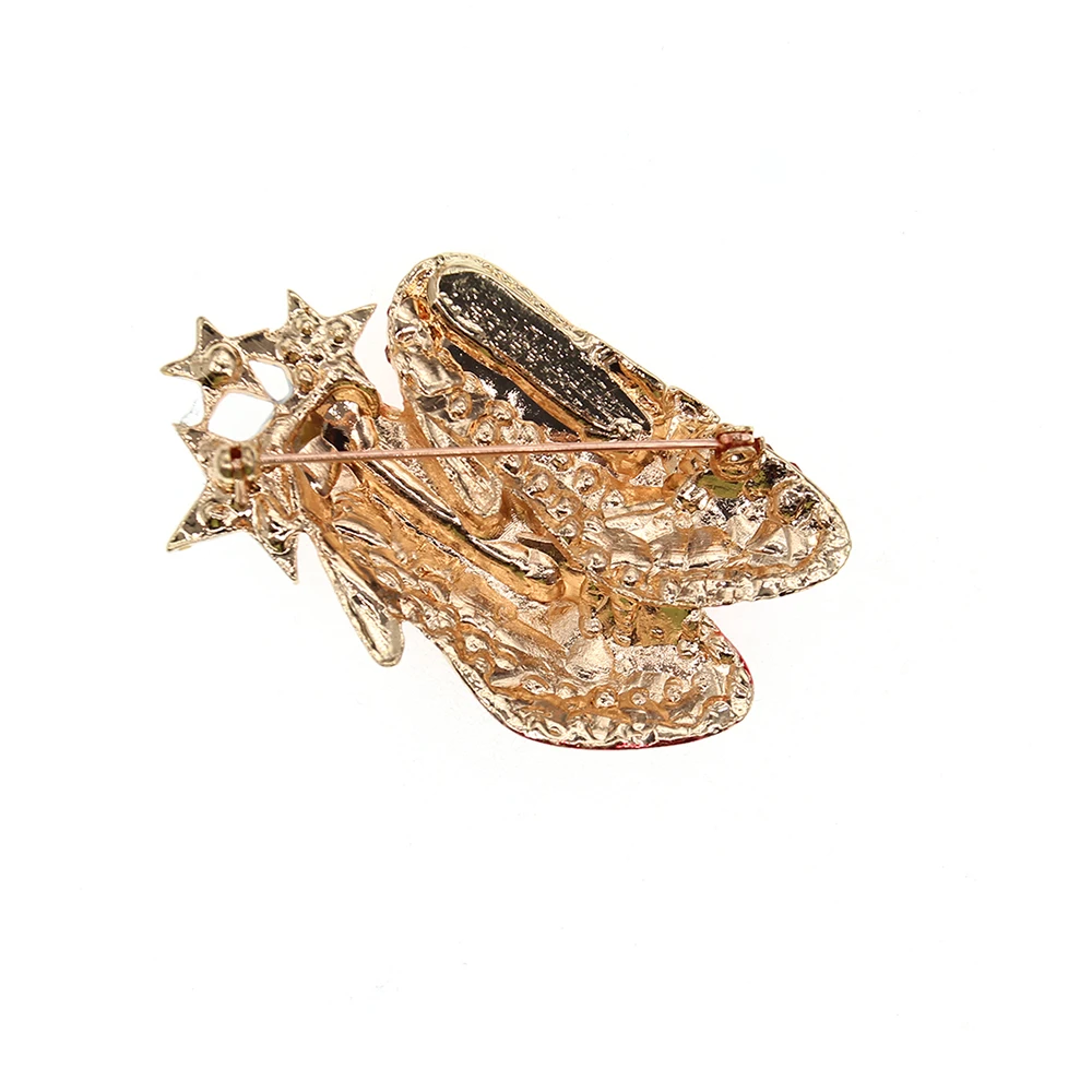 50 шт./лот стильная элегантная Красная звезда на высоких каблуках брошь со