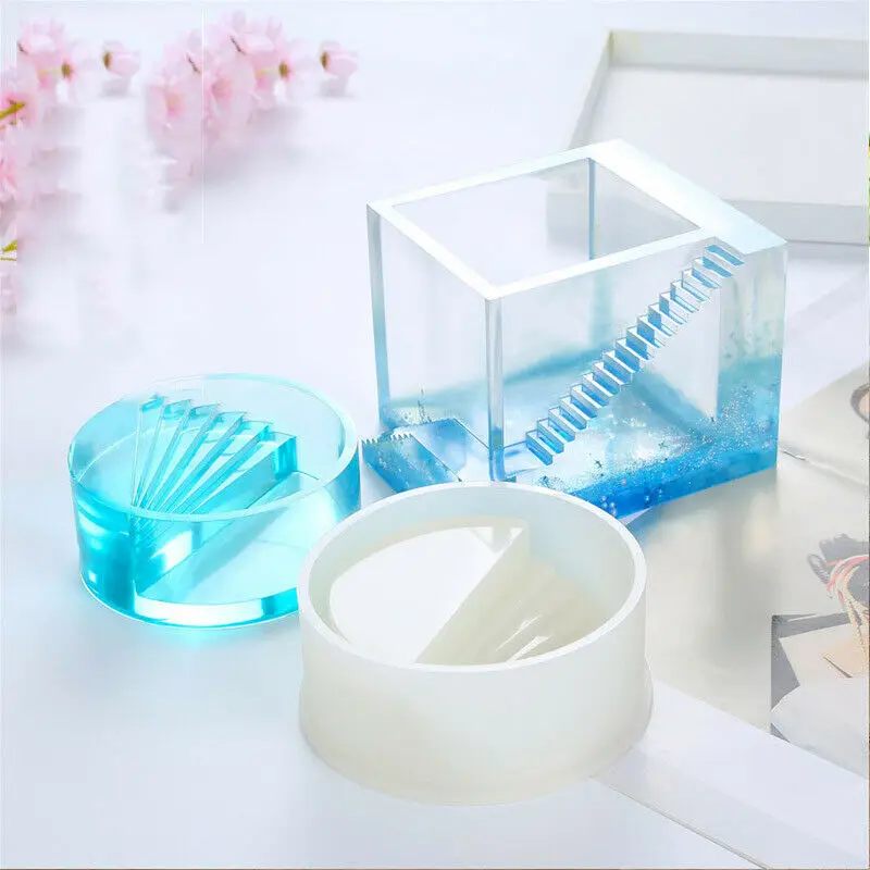 

1pcs Diy Silicone Mold Crystal Epoxy Concrete Plaster Abrasives Storage Box Decoration Square Flower Pot Vase Craft Mould 2021