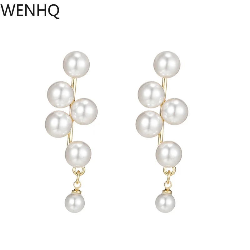 WENHQ серьги-клипсы с искусственным жемчугом золотого цвета без проколов женские серьги-клипсы с москитной катушкой Модные серьги для вечеринки свадьбы