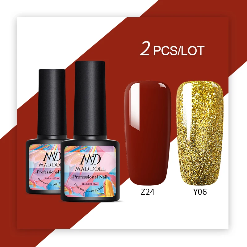 Set 21 MAD кукла УФ набор гель-лаков для ногтей с блестками, телесный, розовый, Гель-лак для ногтей, Лаки! полупостоянная блестки гель лак для ногтей 2/1 шт - Цвет: Set 21