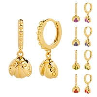 yuxintome 925 silver ear buckle ladybug pendant hoop earrings women colored enamel insects earring europe fashion jewelry gift