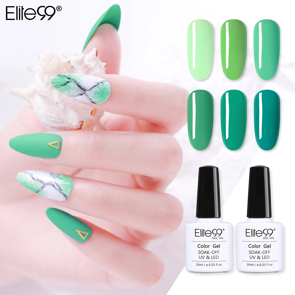 Elite99 10 мл Бирюзовый Гель лак все для маникюра Полупостоянный зеленый цвет УФ гель