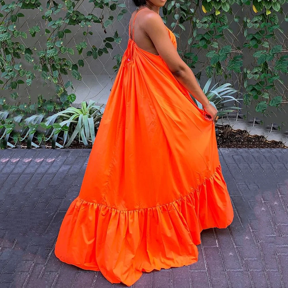 Женское платье на бретельках повседневное летнее сексуальное длинное большого