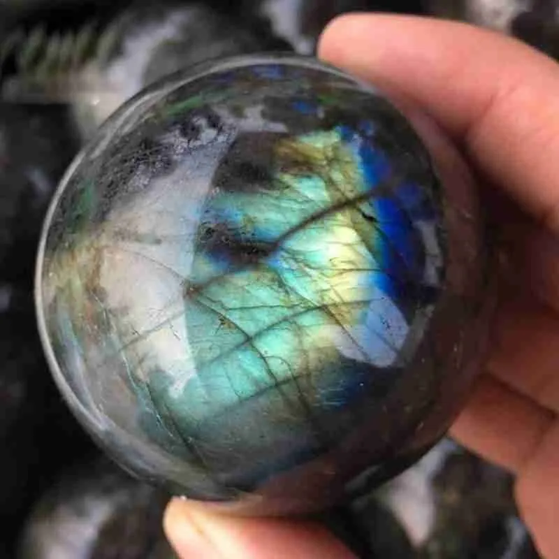 

Crystal Geometric Shape Natural Labradorite Crystal Sphere Healing Ball Reiki Gemstone Orb M2I7