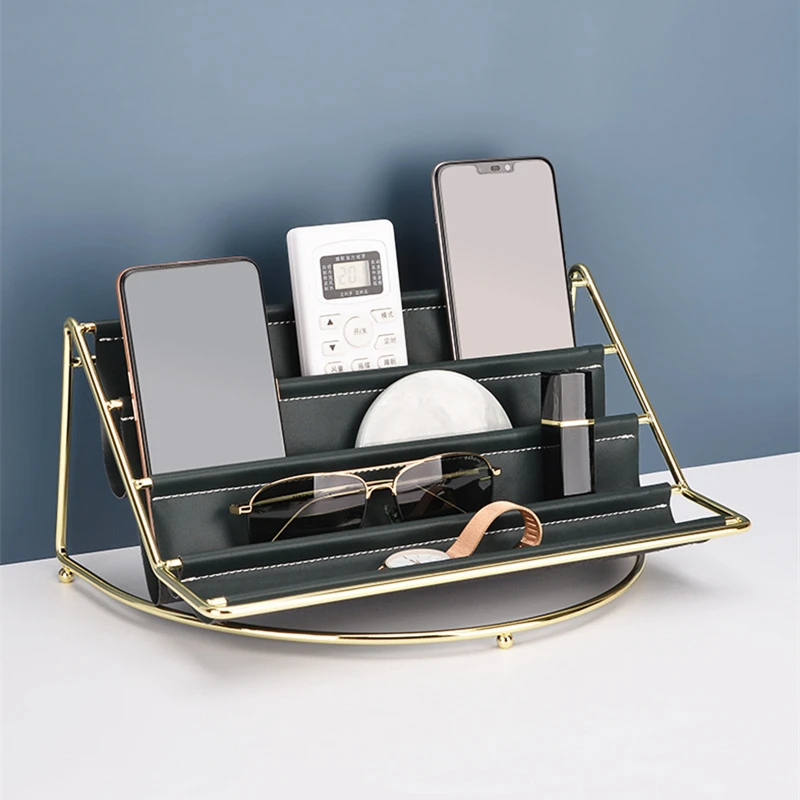 

Nordic Multi-Layer Iron Leather Storage Rack Remote Control Display Shelf Desktop Holder Cosmetic Organizer 2021 New