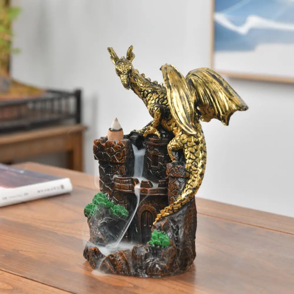 

Western Pterosaur Backflow Incense Burner Handmade Resin Dragon Creative Smoke Waterfall Incense Holder Censer With 20 Pcs Cones