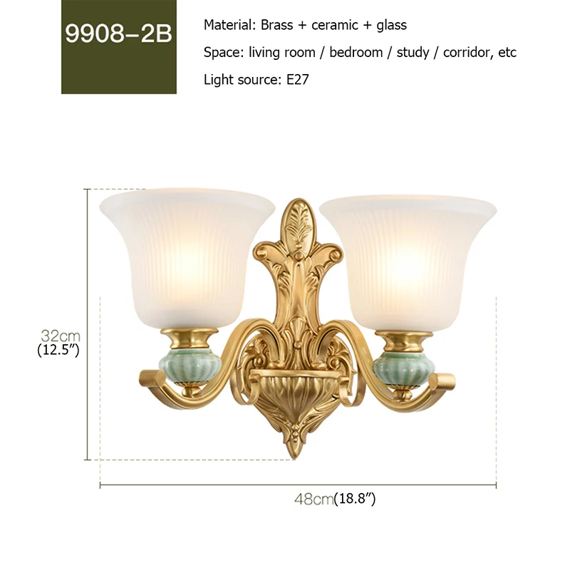 

8M Brass ModernWallSconce Lamp Luxury Design Ceramic Light Indoor For Home Bedroom Corridor Hotel