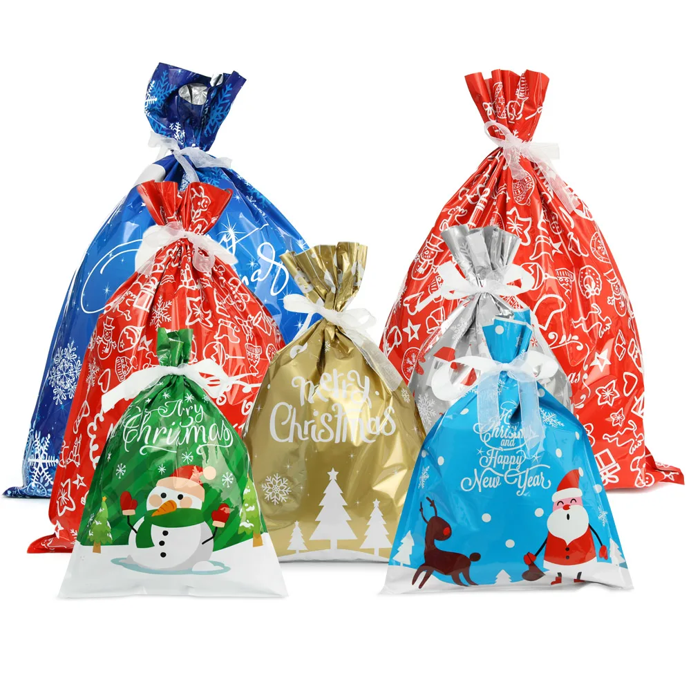 5 шт рождественские подарочные сумки с Санта Клаусом вечерние ленты фольга сумка