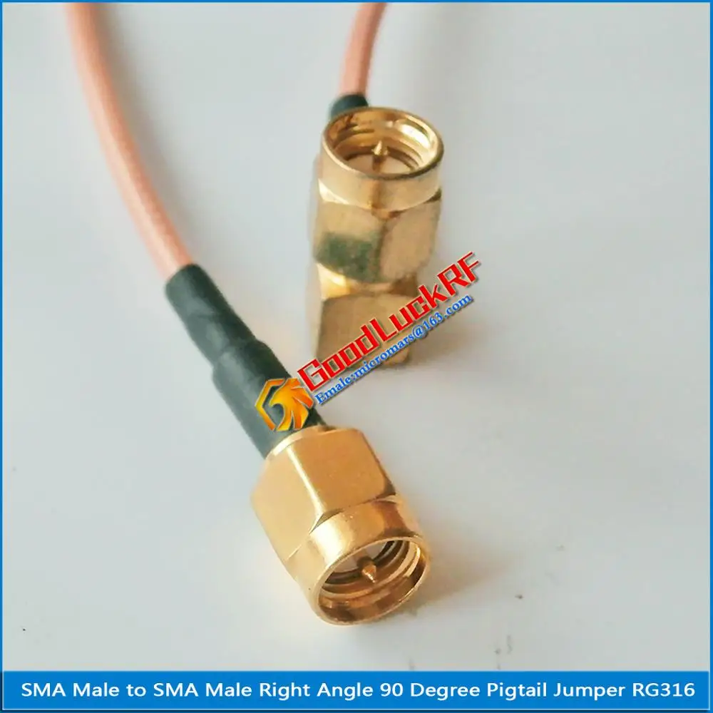

1X Pcs High-Quality SMA Male Right Angle 90 Degree to SMA Male plug RF Connection 2 Dual SMA Male Pigtail Jumper RG316 Cable