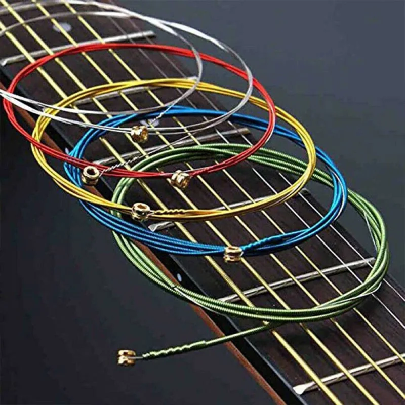 Струны для акустической гитары 6 шт./компл. разноцветные гитарные струны
