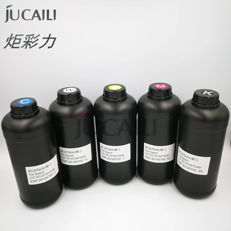 

Jucaili 1000ml LED UV flexible Ink for soft material for Epson XP600/DX5/DX7 head for Xuli Human Large Flatbed Inkjet Printer J