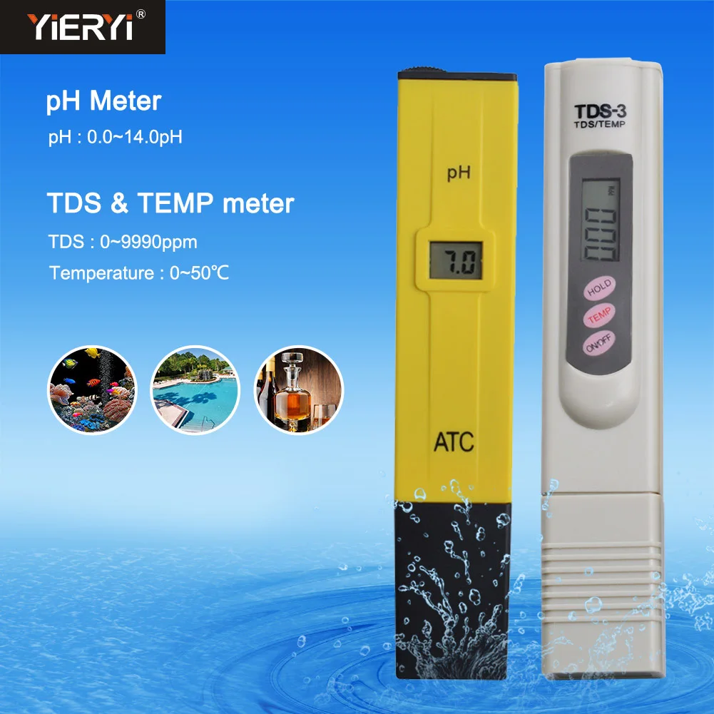 Yieryi портативный цифровой TDS измеритель качества воды тестер+ PH метр с ATC для Аквариума Бассейн воды Ручка Тип