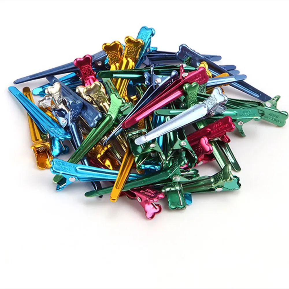 

50Pcs/lot Flat Metal Colorful Fix Section Holding Hair Clips DIY Alligator Accessories Hairdressing Hair Styling Tool
