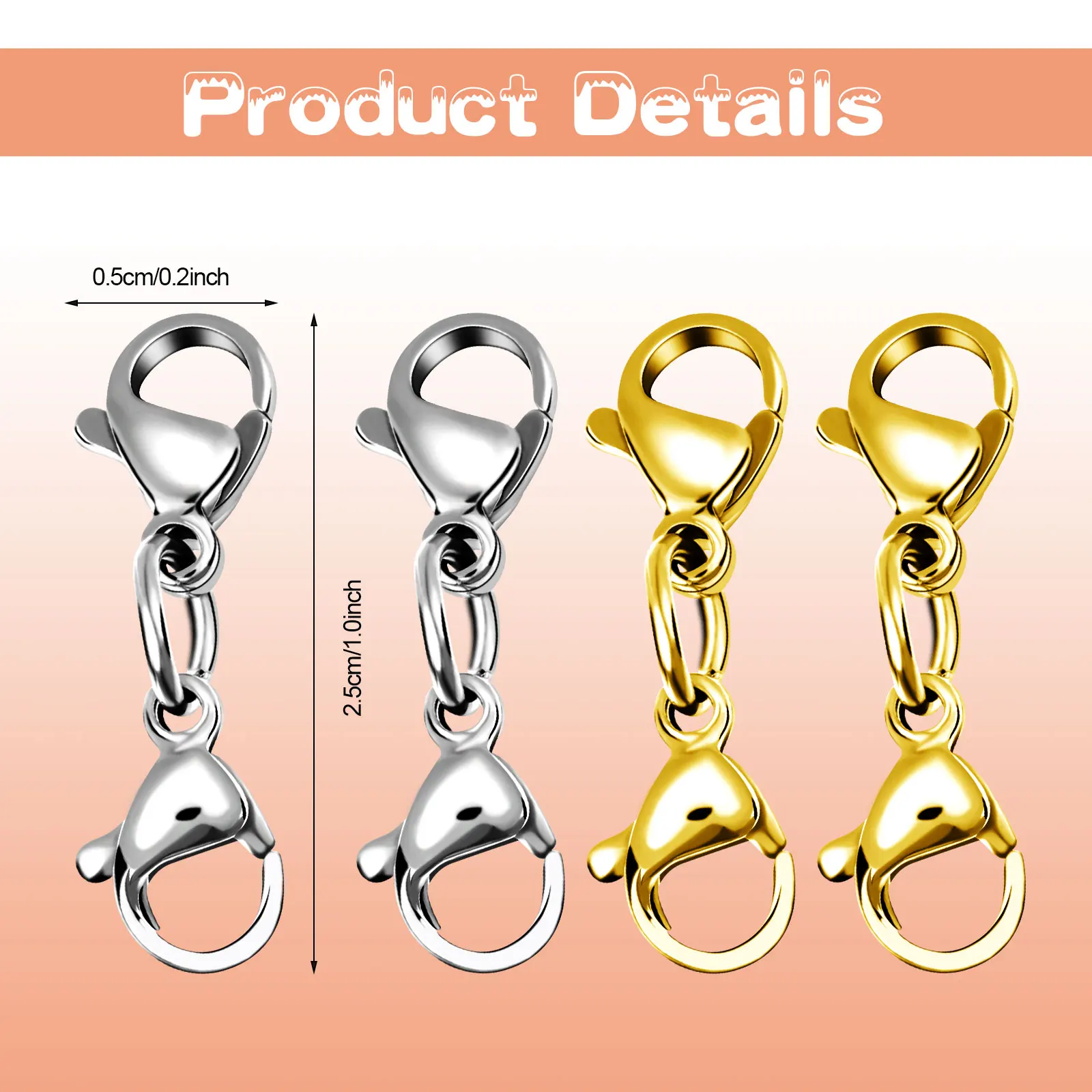 

4Pcs Double Lobster Clasps Bracelet Extender Claw Clasps Double Claw Connector for DIY Jewelry Making Women Girls