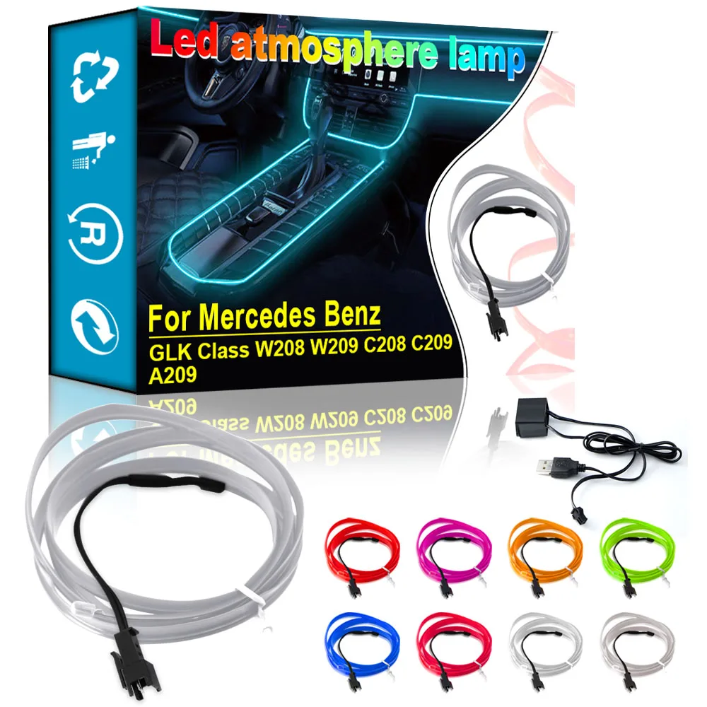 

Car USB Atmosphere LED Lights Auto Luminous Lamps Car Interior Accessories For Mercedes Benz GLK Class W208 W209 C208 C209 A209