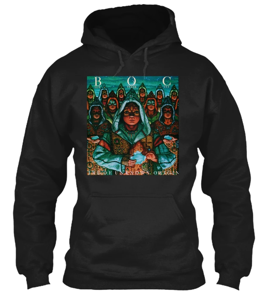 Мужская толстовка с капюшоном и длинным рукавом синего цвета Oyster Cult Fire Of Unknown Origi