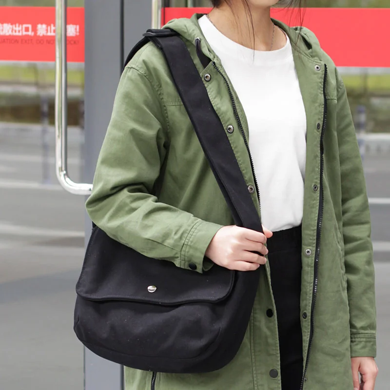 

New Korean Simple Pure Color Canvas Bag Leisure Forest Literature And Art One Shoulder Women's Bag Net Red Fashion Messenger Bag
