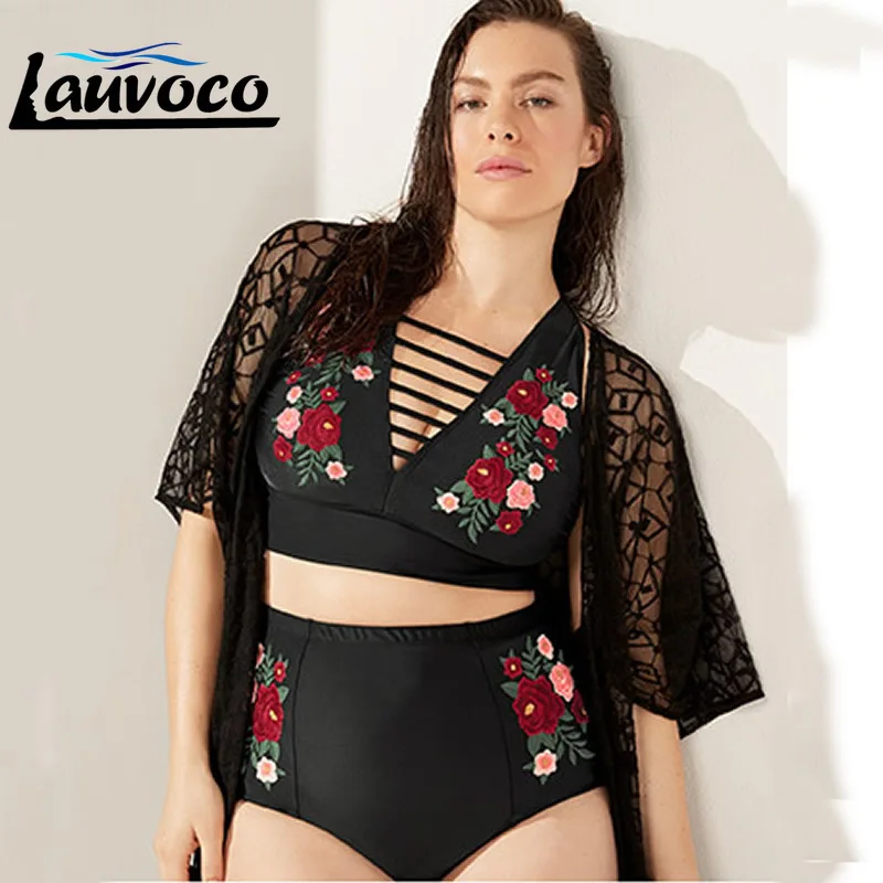 Сексуальный комплект бикини с принтом розы купальник большого размера пуш ап