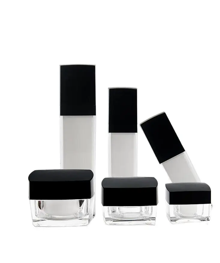 50 мл акриловая бутылка квадратной формы пластиковая Серебряный/черный насос