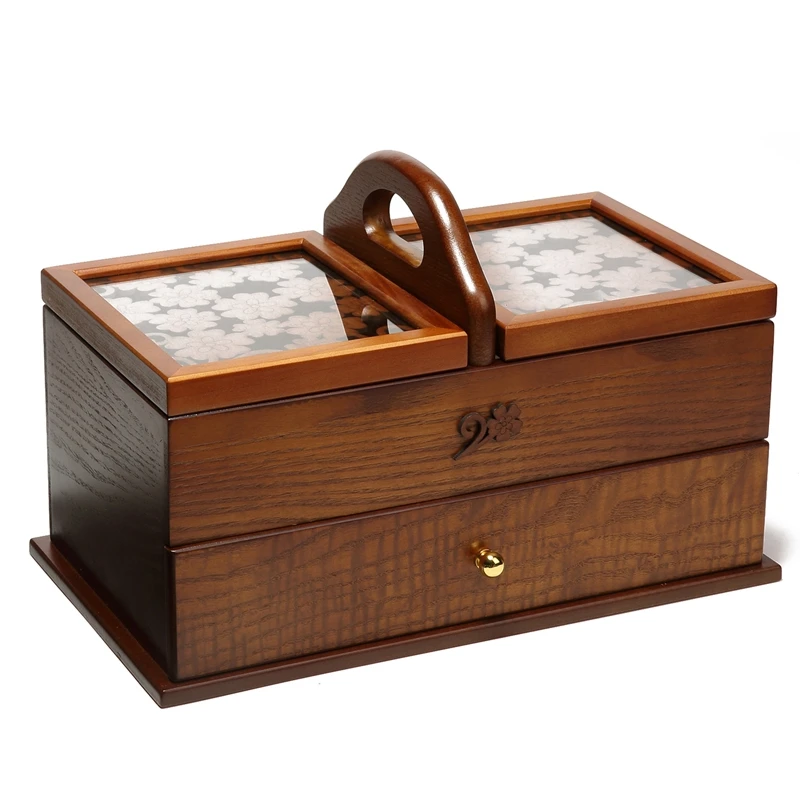 

Vintage Wooden Jewelry Storage Box Large Treasure Chest Wood Crate Case for Home Craft Storage Container
