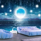 Самоклеящиеся обои на заказ, настенные 3D обои с изображением звездного неба, Луны, природы, пейзажа, для гостиной, телевизора, дивана, спальни, водонепроницаемые украшения
