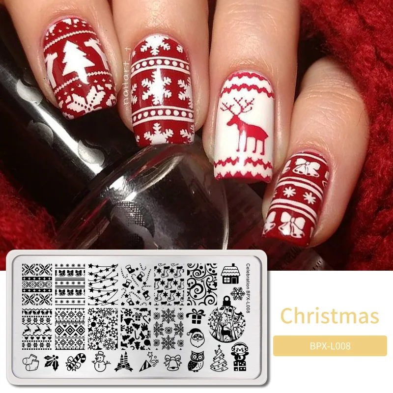 Christmas Day3 BORN PRETTY дизайн ногтей штамп штамповка шаблон цветок геометрии любовь DIY маникюр изображение пластины из нержавеющей стали дизайн ногтей трафарет - Цвет: Christmas Day3