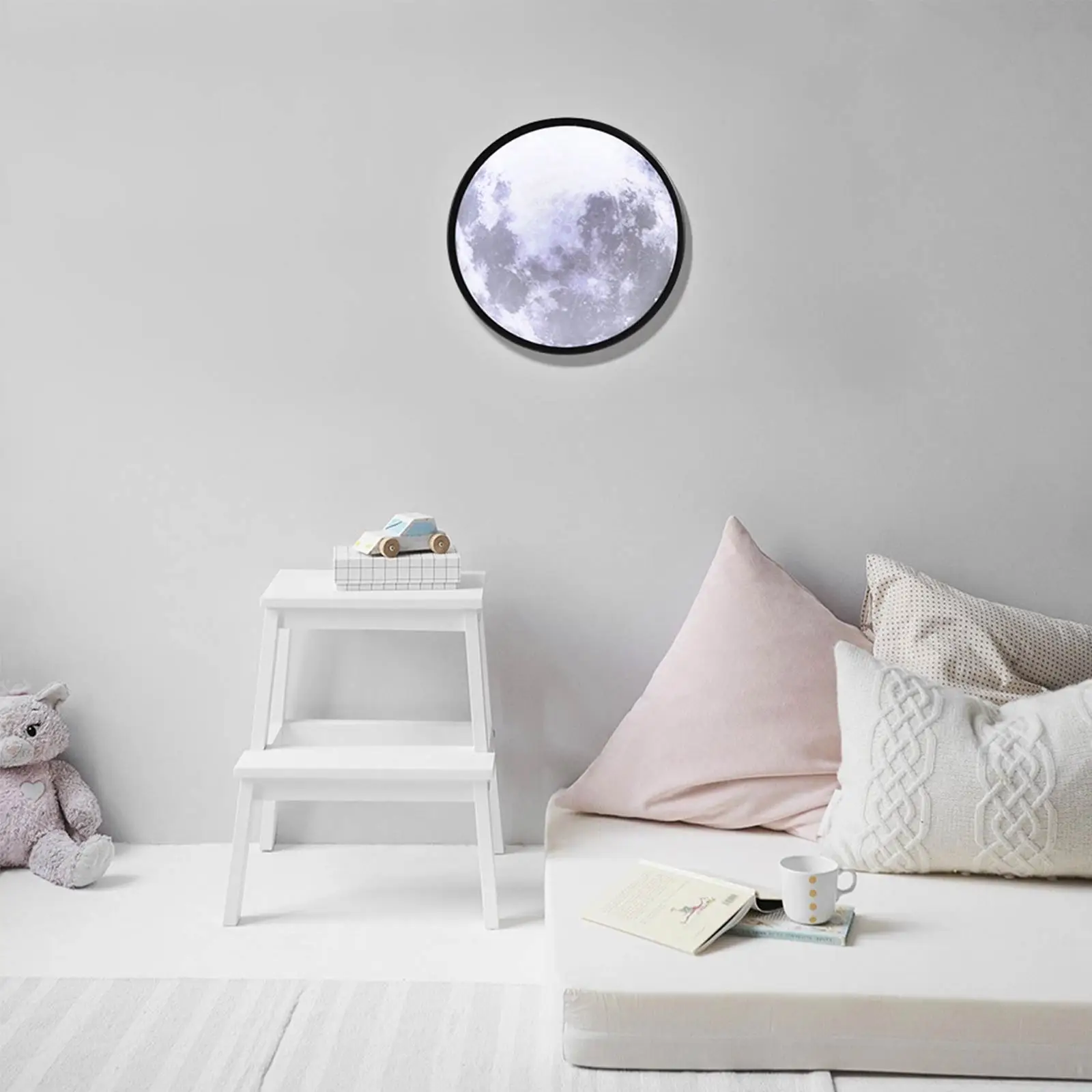 

Living Room Moon Mirror Light with 3 Color Light USB Charging Wall Mirror and Moon Light for Bedroom Dressing Room Bathroom