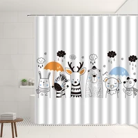 cartoon animals shower curtains cute dog elk bear zebra simple painted boy girl gift fabric children bathroom curtain with hooks