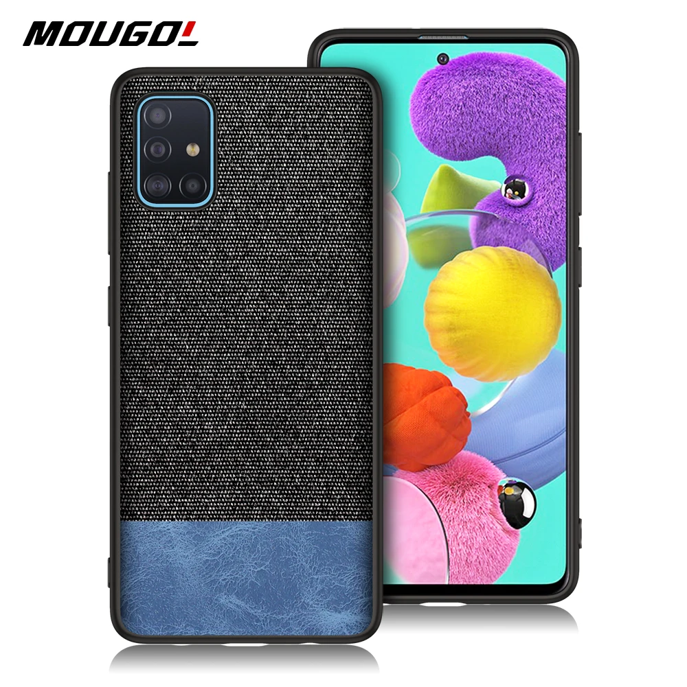 

For Samsung A51 A71 Phone Case Shockproof Back Cover Cloth Fabric Silicone Soft Edge Protect Fabric For Samsung Galaxy A71 A51