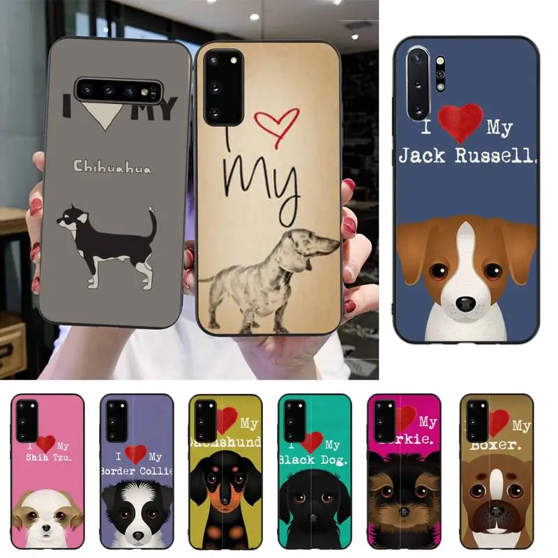 HTXian I love my dog черный чехол для мобильного телефона Samsung S20 S10 S8 S9 Plus S7 S6 S5 Note10 Note9