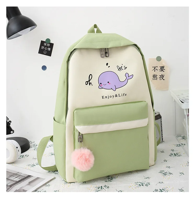 

Fengdong 5pcs/set kids cute backpack set teenage girl primary school backpack student bookbag handbag pencil bag girl schoolbag