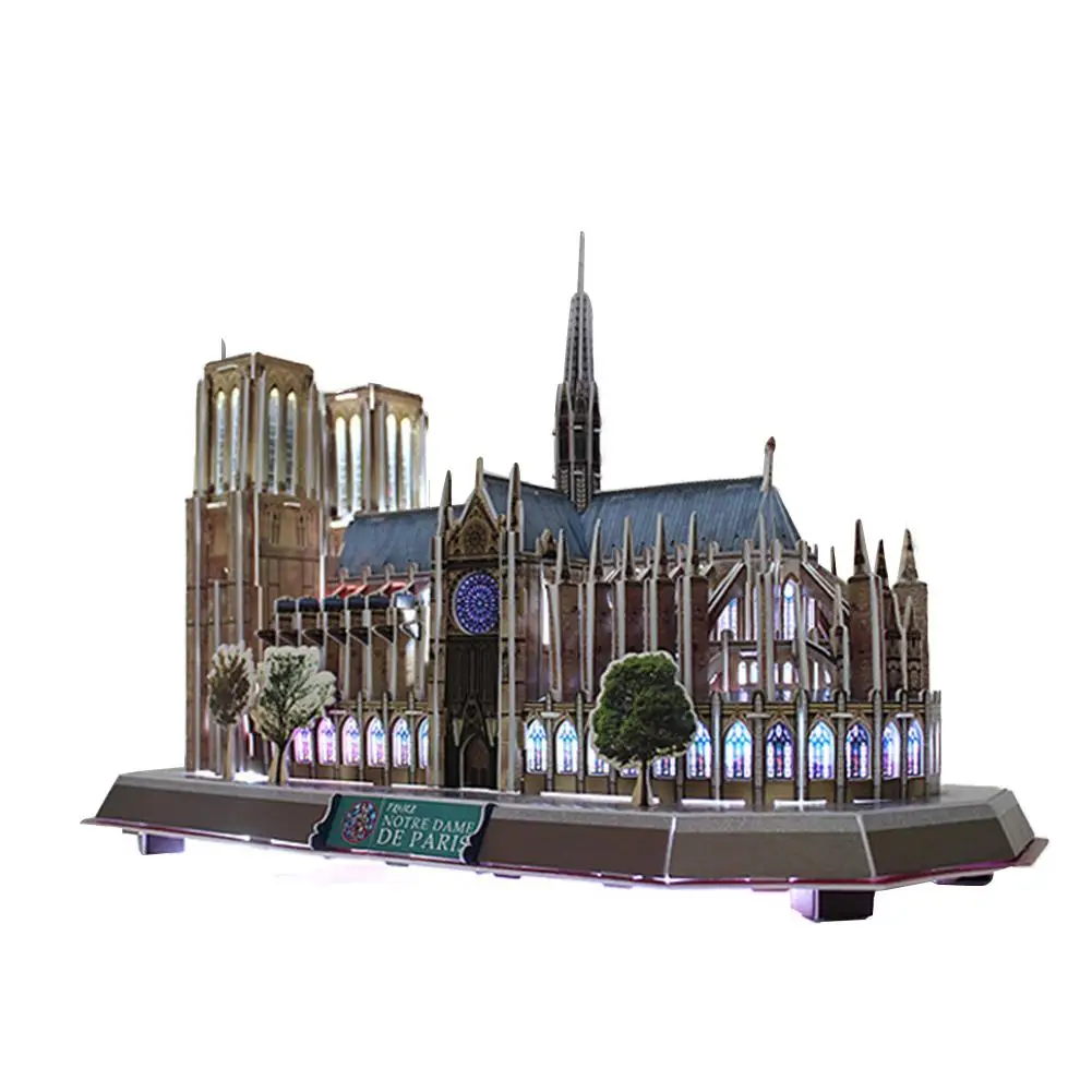 

149pcs 3D LED Lighting Architecture CATHEDRAL of Paris Building Blocks Classic Landmark Model Bricks Toy For Children