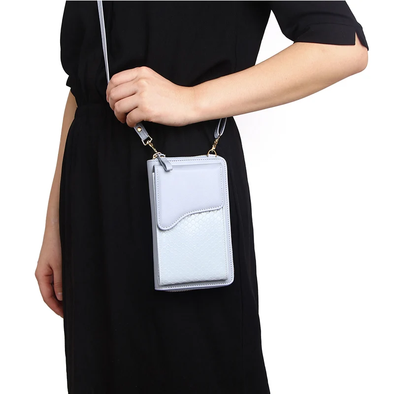 Clamshell Lrge Capacity Shouldear Bag Ladies Phone Pocket Pu Leather Cellphone Wallet For Women Long Card Holder Clutch Purse