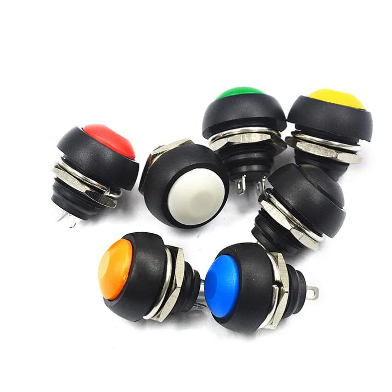 

7 шт 12 мм водонепроницаемый Мгновенный кнопочный переключатель ВЫКЛ-(ВКЛ) самовозврат