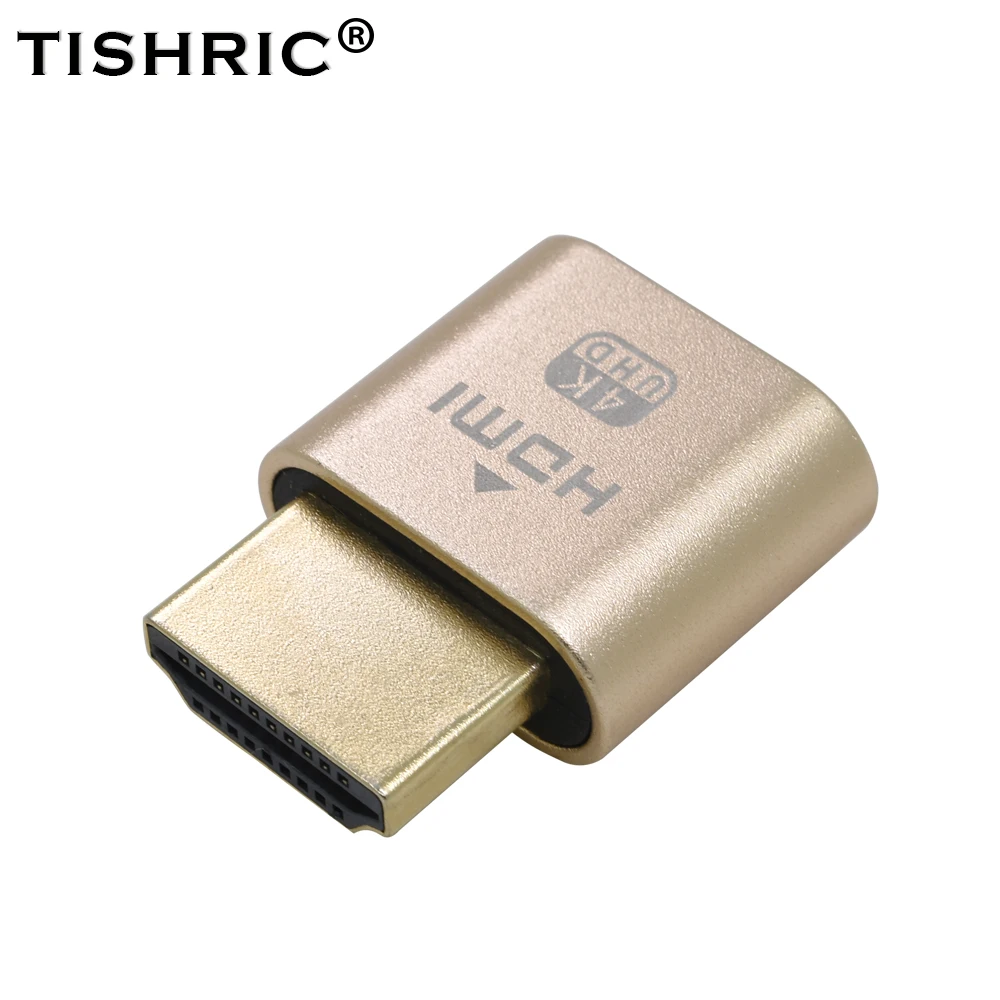 Подключаемый видеоадаптер TISHRIC, совместимый с HDMI, с видеокартой VGA, эмулятор виртуального DDC Edid, HD 1080P для майнинга BTC