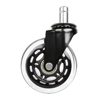 2 5inch3inch pu universal wheel circlip caster black strong load bearing transparent wheel office chair silent wheel sale