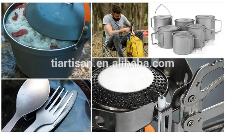Tiartisan легкий портативный чистый титан 5 шт. Наборы Посуды Ложка Вилка Нож палочки для еды и набор соломинок в одном случае