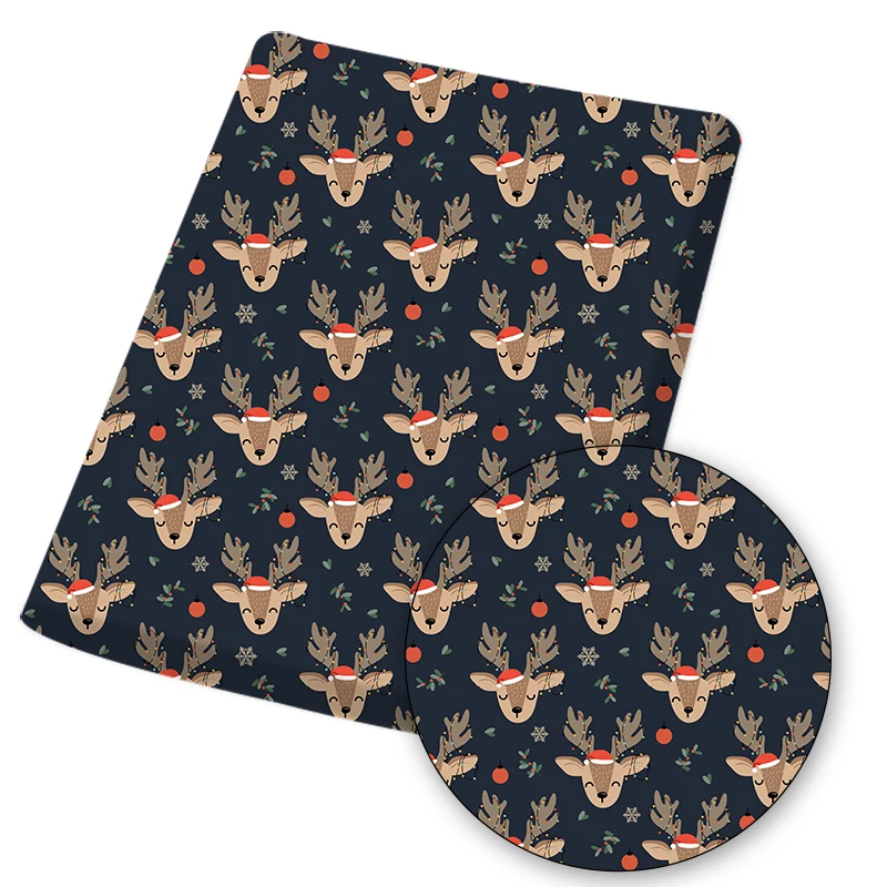 

Christmas Polyester Cotton Fabric By The Meter Reindeer Printed Cloth Sheets For Sewing Dress Hat DIY Crafts Supplies 45*145cm