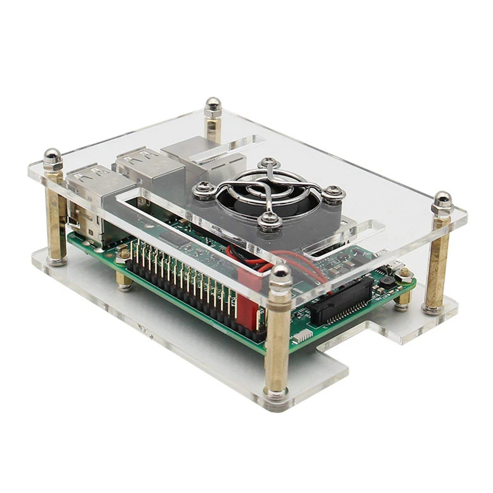 Fit 3B and 4B Raspberry Pi 4 Чехол акриловый кластер чехол 4-слойный с охлаждающим вентилятором для Raspberry Pi 4 Модель B/3B - Цвет: Fit 3B and 4B