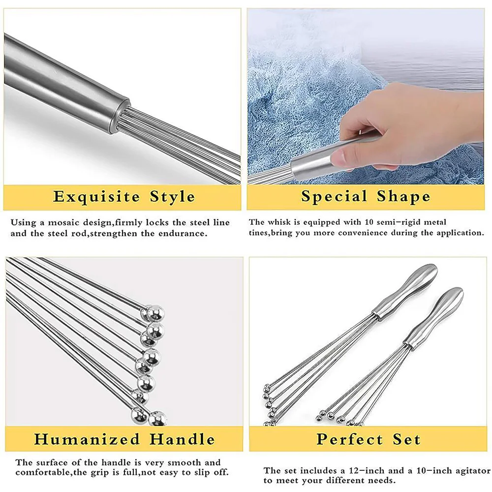 

10/12 Inches Stainless Steel Balls Whisk Manual Egg Beater Mixer Milk Cream Butter Whisk Mixer Kitchen Supplies Baking Tools