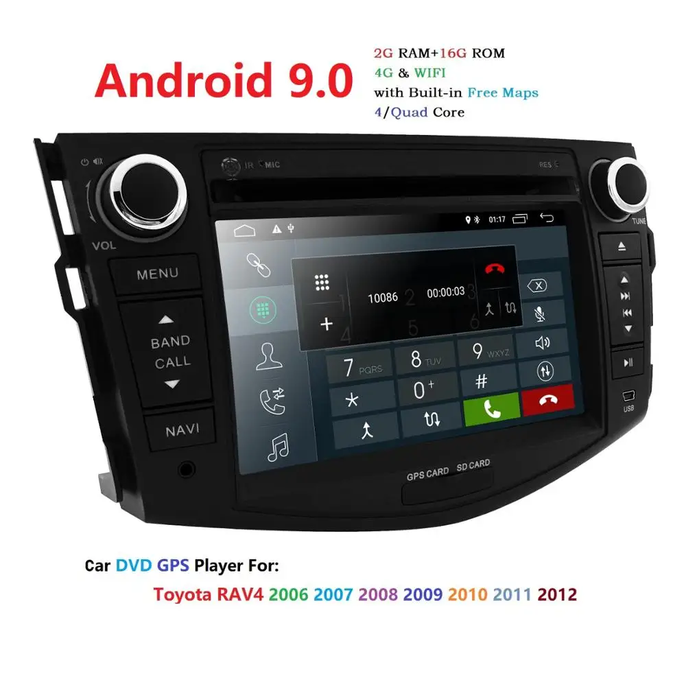 Четырехъядерный 1024*600 HD экран 2 Din Android 9 0 автомобильный DVD для Toyota Rav 4 RAV4 Аудио Видео