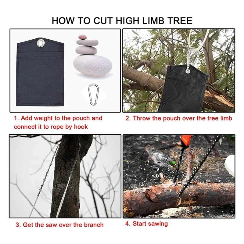 

High-Reach Tree Limbs Hand Wire Saw with Two Ropes,Sharp Tooth Blades on Both Sides,Folding Pocket Chain Saw,for Camping