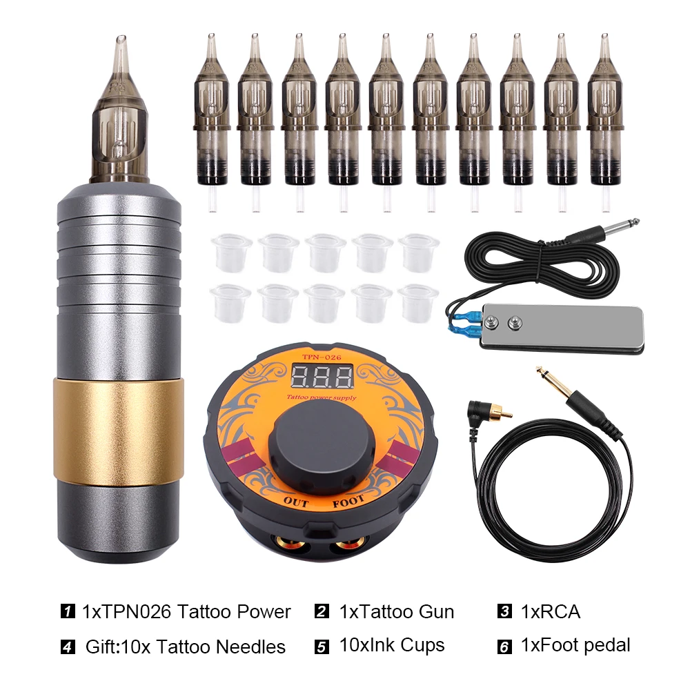 

Tattoo Machine Kit Permanent Makeup Eyebrow Microblading Rotary Gun Liner & Shader Tattoo Cartridge Needles Grip Supply