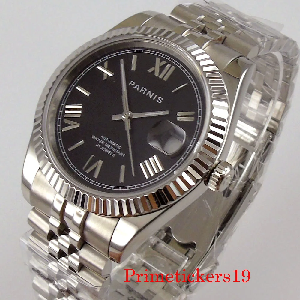 

PARNIS 39.5mm 21 Jewels Mechanical Automatic Men's Wristwatch Sapphire Crystal Auto Date Jubilee Strap MIYOTA 8215 Movement