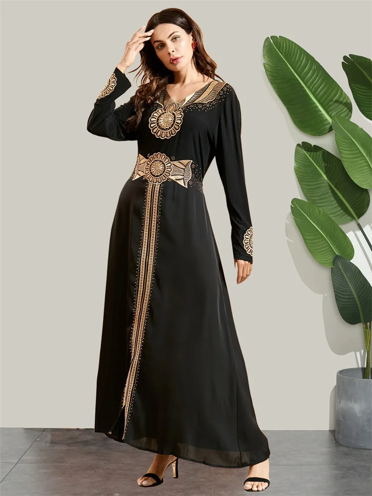 Siskakia Макси платье винтажная Этническая вышивка алмаз v образным вырезом с