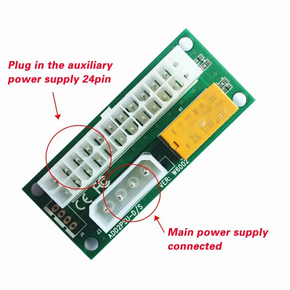

Dual PSU Adapter Power Synchronization Starter Extension Synchronization Power Cable Controller 24PIN Card K3F5